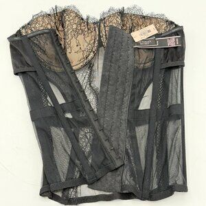 Victorias Secret Very Sexy Black Sheer Mesh Bustier Size 32C/D70